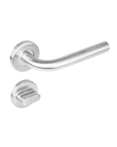 INTERSTEEL Deurkruk 1270 Recht op rond rozet staal met 7mm nok met WC 8mm RVS