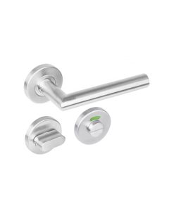 INTERSTEEL Deurkruk hoek 90° op rond rozet staal met 7mm nok met WC 5mm RVS