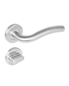 INTERSTEEL Deurkruk 1275 Lisa op rond rozet staal met 7mm nok met WC 8mm RVS