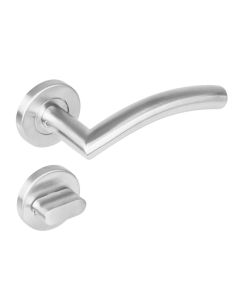 INTERSTEEL Deurkruk 1276 Lisa 90°op rond rozet staal met 7mm nok met WC 8mm RVS