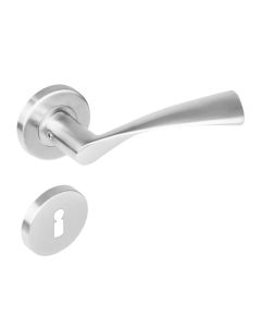 INTERSTEEL Deurkruk 1279 Vlinder op rond rozet staal met 7mm nok met sleutelgat plaatjes RVS