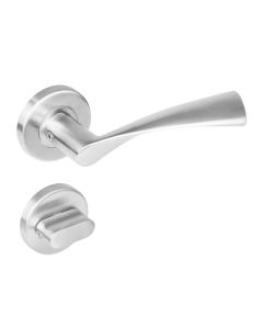 INTERSTEEL Deurkruk 1279 Vlinder op rond rozet staal met 7mm nok met WC 8mm RVS