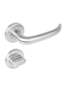 INTERSTEEL Deurkruk 1282 Sabel op rond rozet staal met 7mm nok met WC 8mm RVS