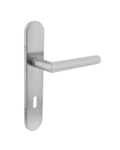 INTERSTEEL Deurkruk 1297 Hoek 90°op verdekt schild sleutelgat 72mm met nokken 7mm RVS EN1906/4 klein krukgat