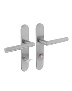 INTERSTEEL Deurkruk 1297 Hoek 90°op verdekt schild WC78/8 links met nokken 7mm RVS EN1906/4