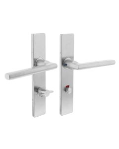 INTERSTEEL Deurkruk 1317 Hoek 90°plat op verdekt schild rechthoek WC 72mmx8 met nokken 7mm RVS EN1906/4