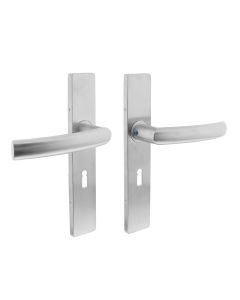 INTERSTEEL Deurkruk 1327 Blok op verdekt schild rechthoek sleutelgat 56mm met nokken 7mm RVS EN1906/4