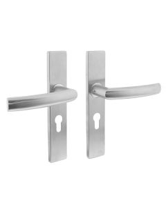 INTERSTEEL Deurkruk 1327 Blok op verdekt schild rechthoek profielcilinder 55mm met nokken 7mm RVS EN1906/4