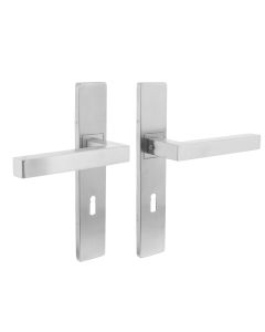 INTERSTEEL Deurkruk 1337 Vierkant op verdekt schild rechthoek SL 72mm met nokken 7mm RVS EN1906/4