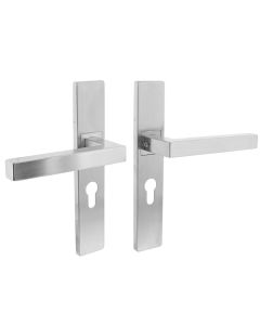 INTERSTEEL Deurkruk 1337 Vierkant op verdekt schild rechthoek profielcilindergat 55mm + nokken RVS EN1906/4