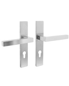 INTERSTEEL Deurkruk 1337 Vierkant op verdekt schild rechthoek profielcilindergat 72mm + nokken RVS EN1906/4