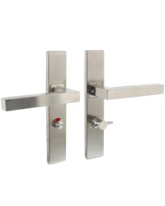 INTERSTEEL Deurkruk 1337 Vierkant op verdekt schild rechthoek WC72/8mm met nokken 7mm RVS EN1906/4