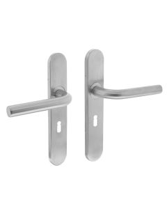 INTERSTEEL Deurkruk recht op verdekt schild sleutelgat 56mm met nokken 7mm EN1906 groot krukgat