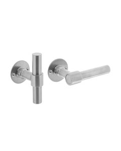 INTERSTEEL Deurkruk L/T-model recht + ronde platte rozet 50x2mm rvs geborsteld