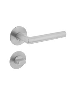 INTERSTEEL Deurkruk Hoek 90° vastdraaibaar geveerd op ronde magneet rozet met WC8mm RVS