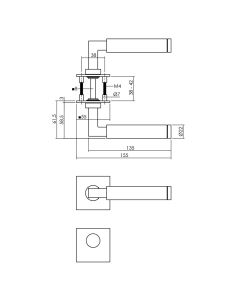 INTERSTEEL Deurkruk Baustil vastdraaibaar geveerd op vierkante magneet rozet met rondcilinderplaatjes rvs gebor