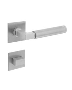 INTERSTEEL Deurkruk Baustil vastdraaibaar geveerd op vierkante magneet rozet met WC8mm RVS