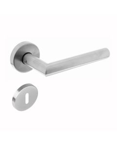 INTERSTEEL Deurkruk Hoek 90°met geveerde rozet met sleutelgat plaatjes ATP RVS