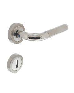 INTERSTEEL Deurkruk Agatha met geveerde rozet met sleutelgat plaatjes ATP RVS