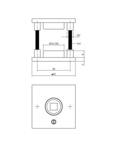 INTERSTEEL Rozet vierkant plat verdekt 50x5mm met veerconstructie RVS