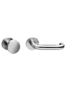 INTERSTEEL Knop/kruk garnituur rechts rond met profielcilindergat plaatjes RVS