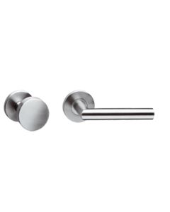 INTERSTEEL Knop/kruk garnituur rechts recht Hoek 90°met profielcilindergat plaatjes RVS