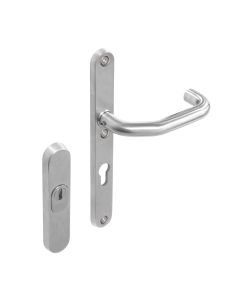 INTERSTEEL SKG3 Ovale rozet kerntrek beveiliging met smalschild/kruk verkropt profielcilindergat 72mm RVS