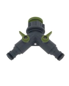 005709 Waterverdeler snelkoppeling 2-weg 1/2"-3/4"