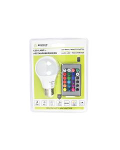 010653 Led Lamp E27 3 Led 4W Multicolor + Afstandsbed.