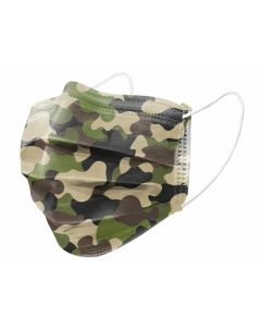 013033 Mondkapje wegwerp 3 laags 5 dlg army print