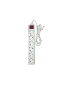 013734 Stekkerdoos 6-voudig + RA + schakelaar 1 mtr
