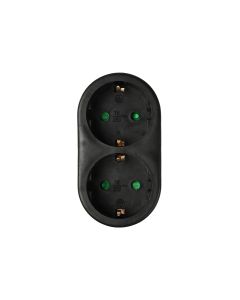 014253 Stekker duo verloop + RA (verticaal) zwart