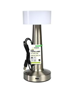 014452 LED tafellamp oplaadbaar dimbaar touch zilver display