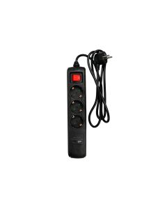 014478 Stekkerdoos 3-voudig RA + schakelaar + USB-A + USB-C + 1.5 mtr zwart