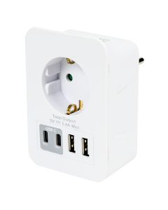 015307 Stopcontact RA met 2 USB-A en 2 USB-C zwart oplader