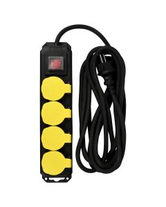 015166 Stekkerdoos 4-voudig + RA + schakelaar 5.0 mtr IP44
