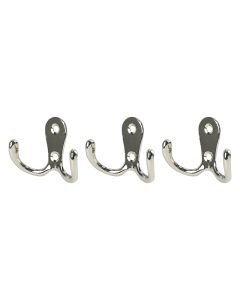 015405 Kapstokhaak dubbel metaal zilver 3 dlg
