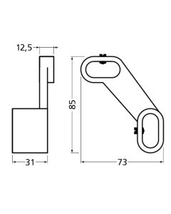 Hermeta BEUGEL LINKS GARDELUX-1 ZWART (1150-70E)