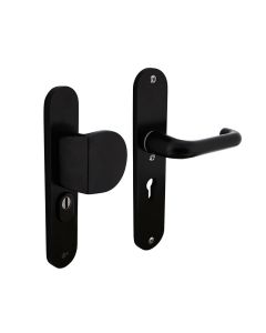 INTERSTEEL SKG3 Veiligheidsbeslag ovaal greep/kruk geveerd Profielcilinder 55 mm met UTB aluminium/zwart