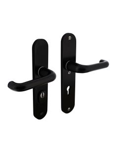 INTERSTEEL SKG3 Veiligheidsbeslag ovaal kruk/kruk geveerd Profielcilinder 72 mm met UTB aluminium/zwart