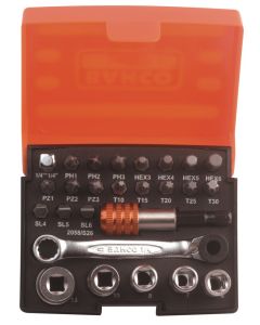 BAHCO BIT-/DOPSLEUTELSET MET RATEL