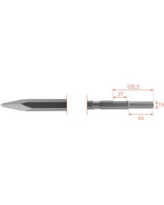 Rotec 6-kant Puntbeitel 460mm 6-kant ø21,0 / ø19x66