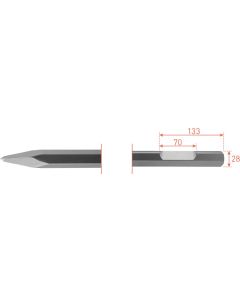 Rotec 6-kant Puntbeitel 500mm 6-kant ø28,0 met uitsparing