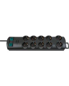 Brennenstuhl Primera-Line stekkerdoos 10-voudig zwart 2m H05VV-F 3G1,5 de stopcontacten zijn schakelbaar per 5
