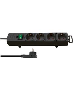 Brennenstuhl Comfort-Line Plus stekkerdoos met platte stekker 4-voudig zwart 2m H05VV-F 3G1,5