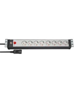 Brennenstuhl Premium-Line 19" contactdoosstrip voor schakelkasten 8-voudig zw/lichtgr 3m H05VV-F 3G1,5 19"-Format