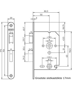 4tecx Badkamer/WC-slot 1264/87 draairichting 1 RVS
