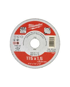 Milwaukee 4932451476 Dunne metalen snijschijven - contractor series SCS 41 / 115 x 1.5 x 22 mm Contractor series - 50 pcs