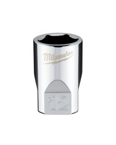 Milwaukee 4932478320 ¼˝ drive chroom doppen met FOUR FLAT™ zijden 1/4 Drive Socket - Metric Standard - 12 mm