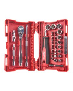 Milwaukee 4932479096 Ratel- en Doppenset 1/4” FOUR FLAT™ 1/4" Ratchet & Driver & Socket set - 38pc